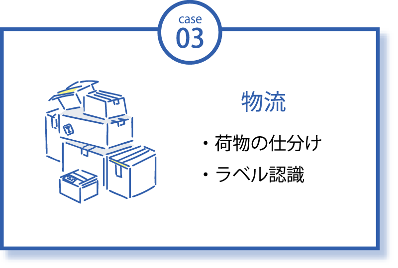 物流 荷物の仕分け、ラベル認識