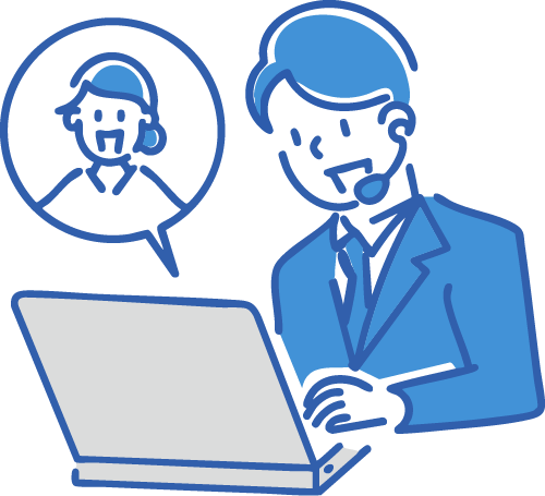 男性がビデオ通話してるイラスト